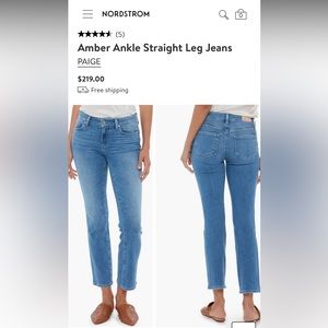 Paige jeans Amber ankle straight jeans